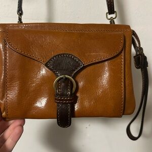 Brown Leather Convertible Crossbody Bag from Italy